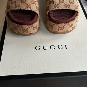 Gucci Women's Brown Monogram Mules